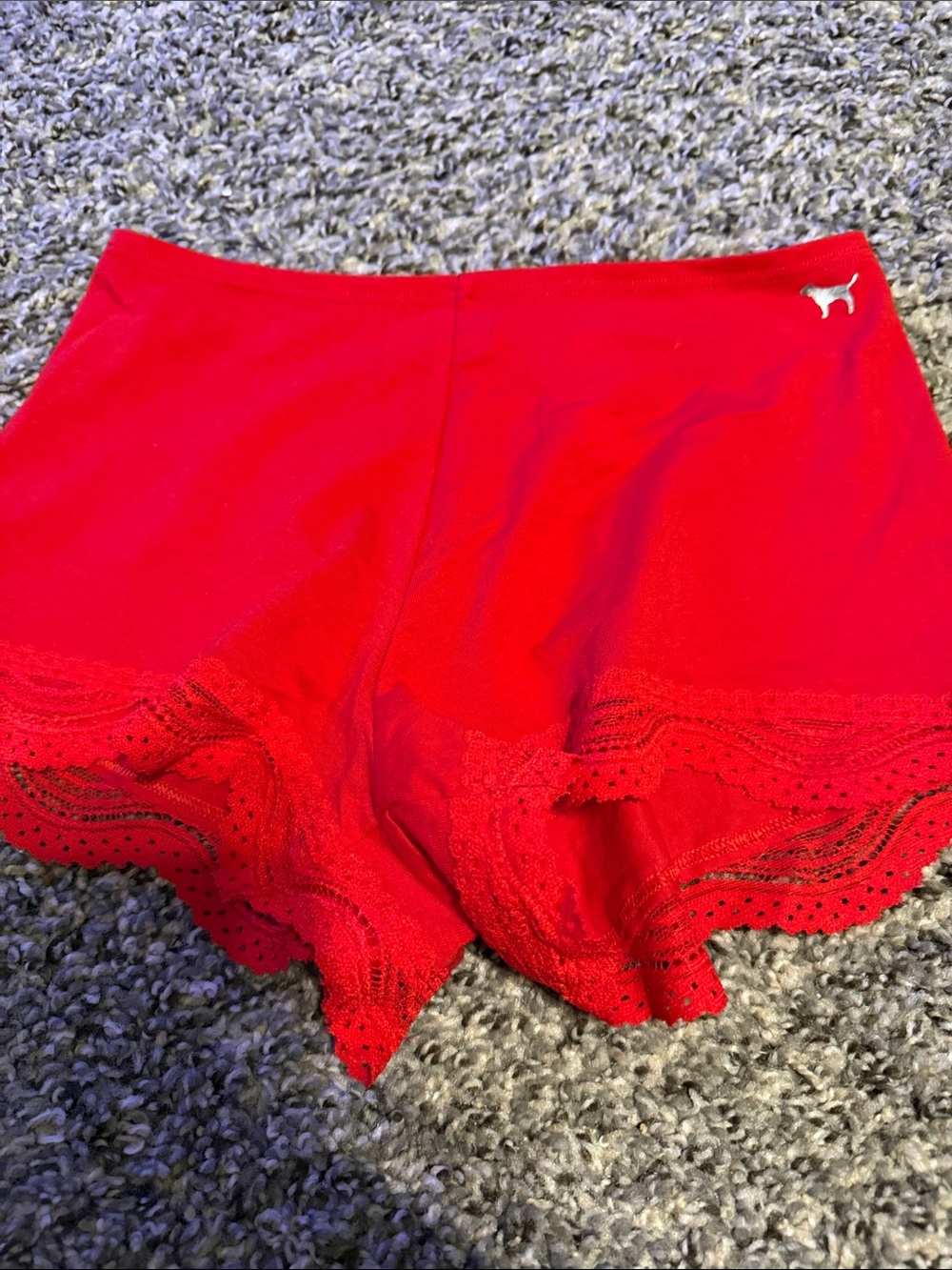 PINK Victoria's Secret Red Lace Trim Boyshort Panty